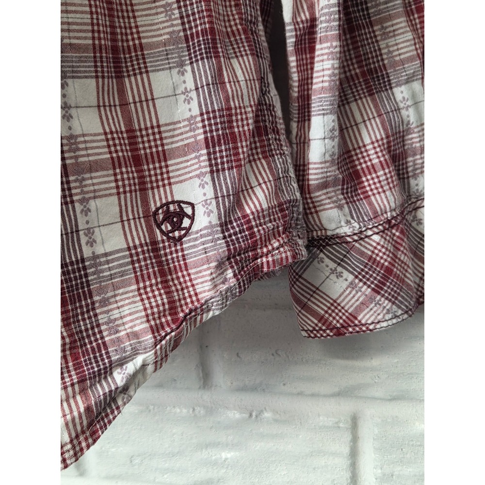 ARIAT Women's size Medium Snap up top Pearl snaps Plaid long sleeve Western - Picture 4 of 12